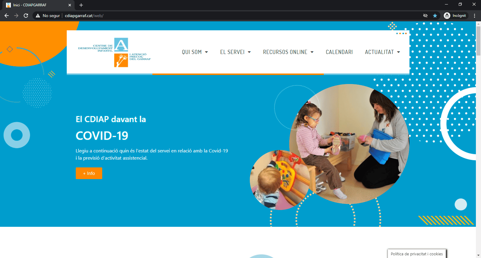 Ejemplo de web empresa de servicios atención precoz CDIAP GARRAF - ADQA